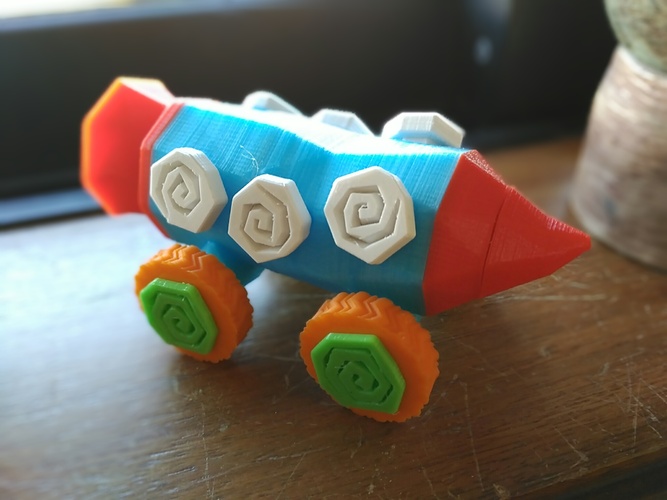 Crazy Rocket with Wheels and a Secret Compartment 3D Print 1670 Crazy Rocket with Wheels and a Secret Compartment 3D Print 1670