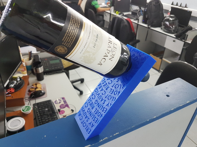 Balancing Wine Holder w/ Wine Names Embossed 3D Print 18866 Balancing Wine Holder w/ Wine Names Embossed 3D Print 18866