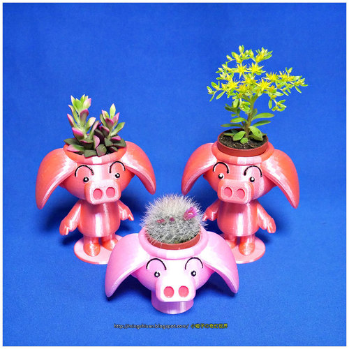Cute animal - Rose pig potted 3D Print 19725 Cute animal - Rose pig potted 3D Print 19725
