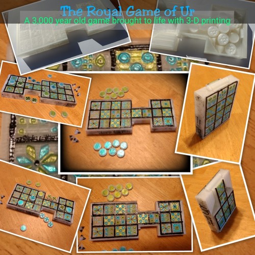 Royal Game of Ur with Print-in-place hinged board 3D Print 20846 Royal Game of Ur with Print-in-place hinged board 3D Print 20846