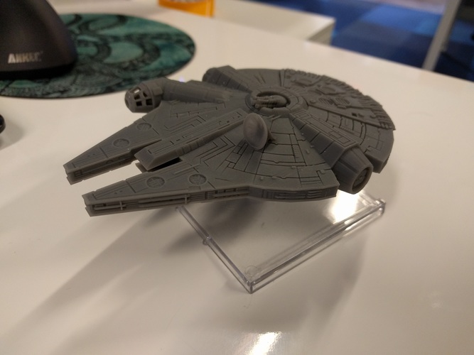 Millenium Falcon with hole for mounting peg/X-Wing: TMG stand 3D Print 22454 Millenium Falcon with hole for mounting peg/X-Wing: TMG stand 3D Print 22454