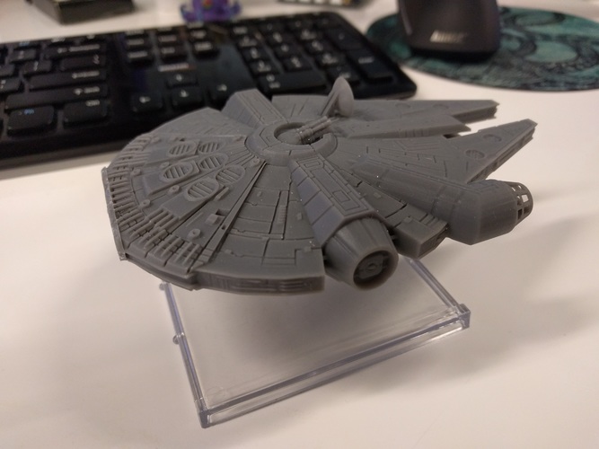 Millenium Falcon with hole for mounting peg/X-Wing: TMG stand 3D Print 22455 Millenium Falcon with hole for mounting peg/X-Wing: TMG stand 3D Print 22455