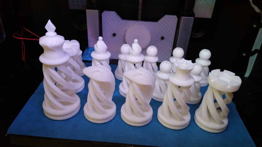 Spiral Chess Set (Large) 3D Print 2401 Spiral Chess Set (Large) 3D Print 2401