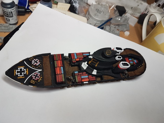 Rostock Class Armoured Supply Carrier 3D Print 25050 Rostock Class Armoured Supply Carrier 3D Print 25050