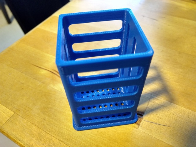 Pen/Pencil Holder - 2" x 2" x 3" - Simple Slotted Design 3D Print 26508 Pen/Pencil Holder - 2" x 2" x 3" - Simple Slotted Design 3D Print 26508