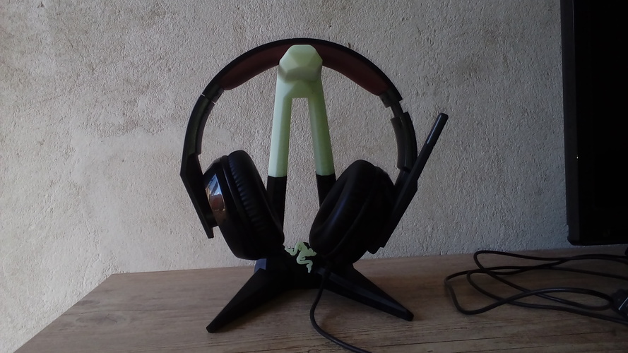 Headset Holder/Support - Gaming Design - RAZER - (REDESIGN) 3D Print 26696 Headset Holder/Support - Gaming Design - RAZER - (REDESIGN) 3D Print 26696