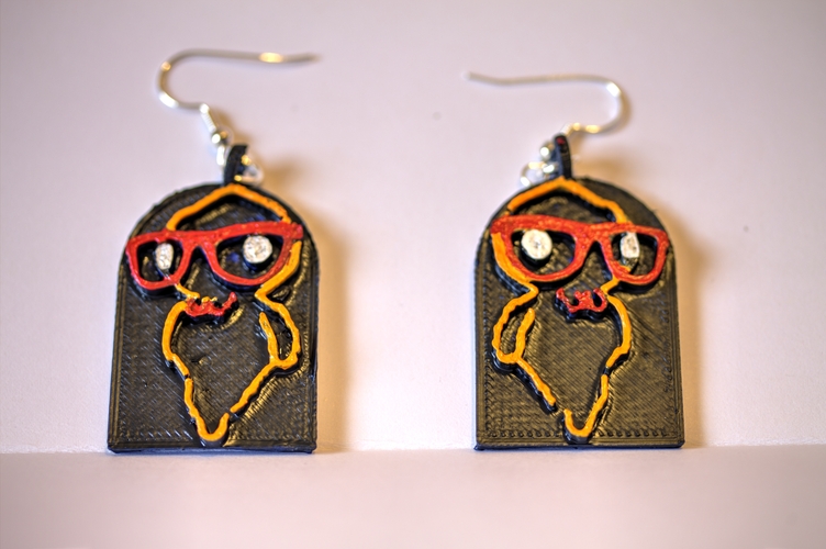 Hipster Ghost Earrings 3D Print 2822 Hipster Ghost Earrings 3D Print 2822