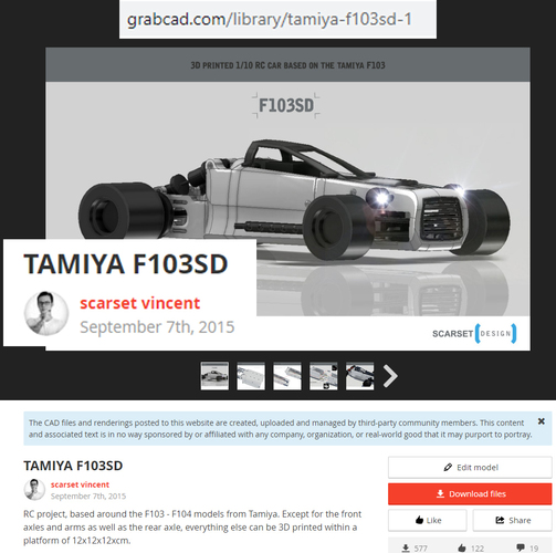Tamiya F103 3D Print 35733 Tamiya F103 3D Print 35733