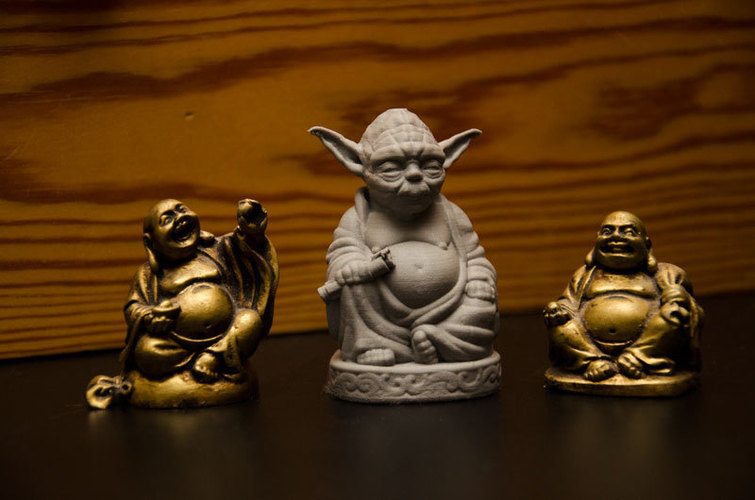 Improved Yoda Buddha w/ Lightsaber 3D Print 3817 Improved Yoda Buddha w/ Lightsaber 3D Print 3817