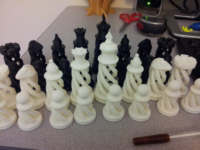 Spiral Chess Set (Large) 3D Print 480 Spiral Chess Set (Large) 3D Print 480