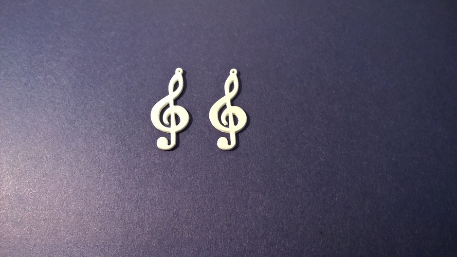 Treble Clef Earring 3D Print 6010 Treble Clef Earring 3D Print 6010