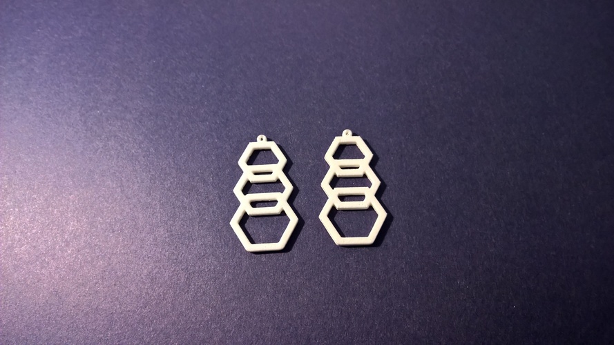 Hexagon Earring 3D Print 6014 Hexagon Earring 3D Print 6014