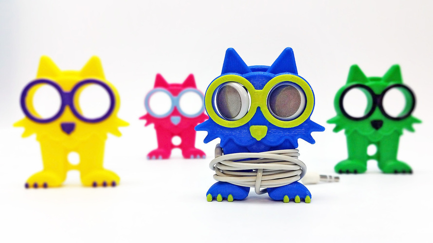 Fat Cat Earbud Holder (Headphone Holder) 3D Print 100073