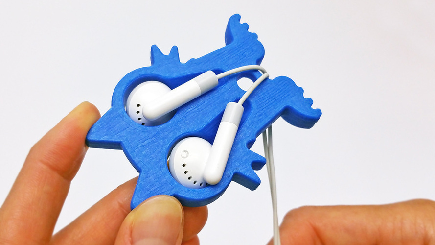 3D Printed Fat Cat Earbud Holder Headphone Holder by nli leger