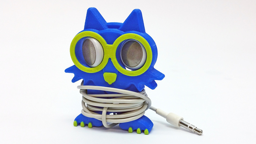 Fat Cat Earbud Holder (Headphone Holder) 3D Print 100078