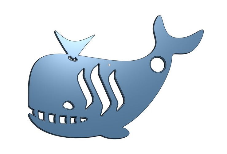 Steemit Whale Keychain 3D Print 101479