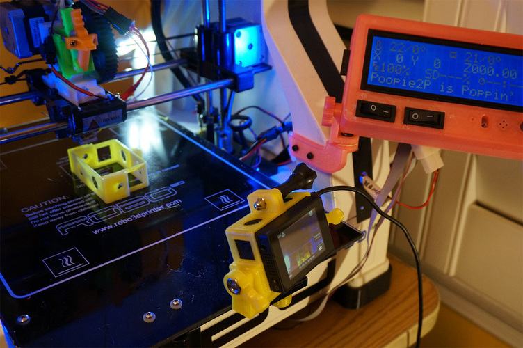 Robo 3D Gopro Print Monitor Swing/Tilt Bed Mount  3D Print 102180