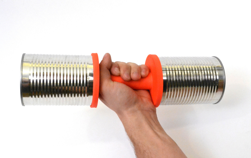 Tin can dumbbell by Samuel Bernier