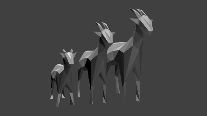 Low Poly Goat Family