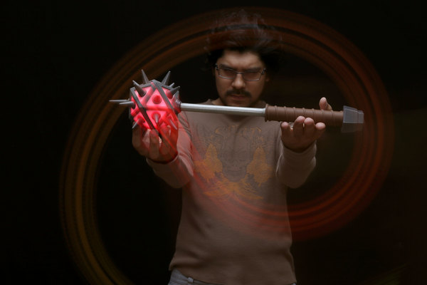 Glowing Icosahedron Mace with Spikes