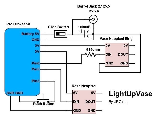 Circuit Diagram, 3D Printed Dragon Lamp