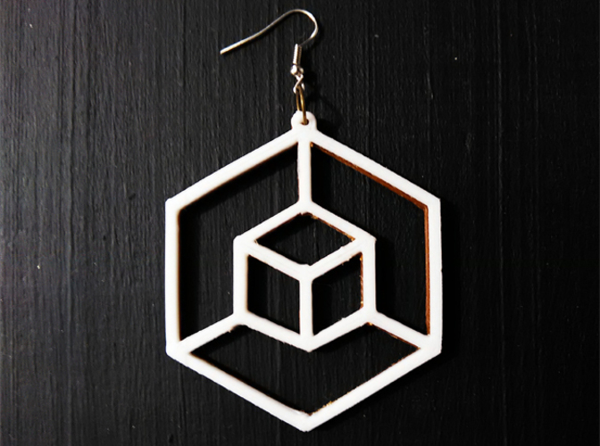 Planar Cube Earring 3D Print 103546