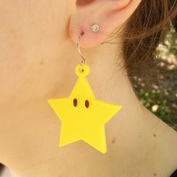Small Mario Star Earrings 3D Printing 103664