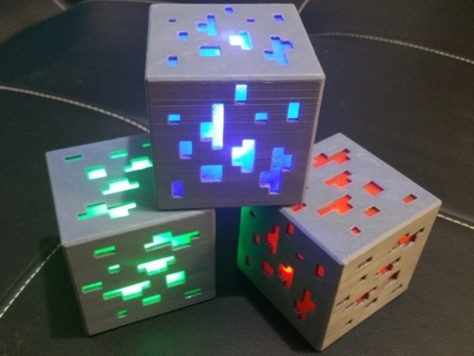 3D Printed Minecraft diamond ore lamp by I_am_me | Pinshape