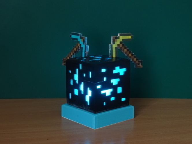 3D Printed Minecraft diamond ore lamp by I_am_me  Pinshape