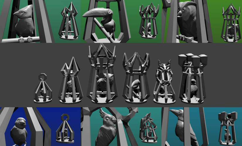 Bird Cage Chess Set 3D Print 10777