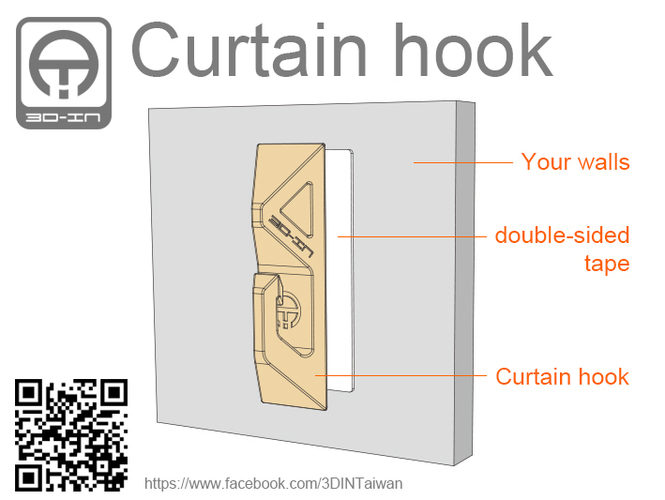 Curtain hook 3D Print 108271