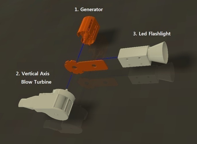 Blow-Powered LED Flashlight 3D Print 108377