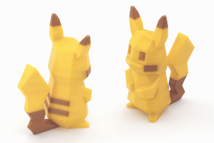 Low-Poly Pikachu  - Multi and Dual Extrusion version 3D Print 108675
