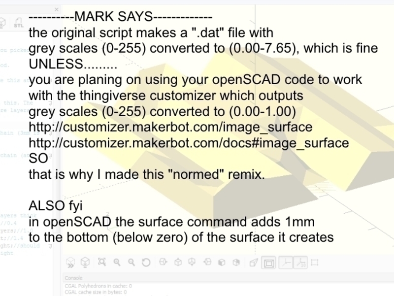 PGM to OpenSCAD surface (normed zero-one)