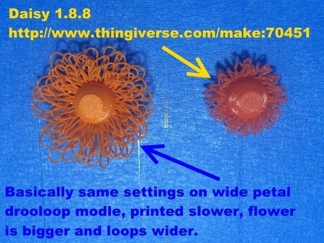 Super Flowers (drooloop flowers) Wide Petal- customizable 3D Print 109121