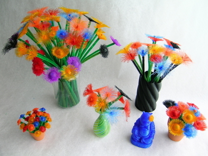Super Flowers (drooloop flowers)- customizable 3D Print 109179