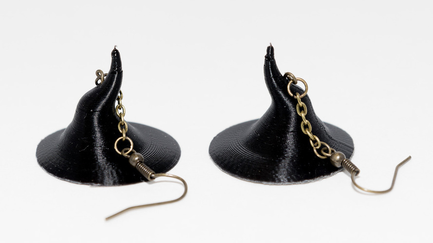 Witch Hat Earings 3D Print 109222