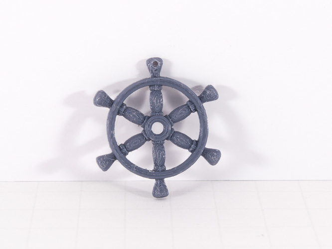 Ship Wheel Pendant 3D Print 109225