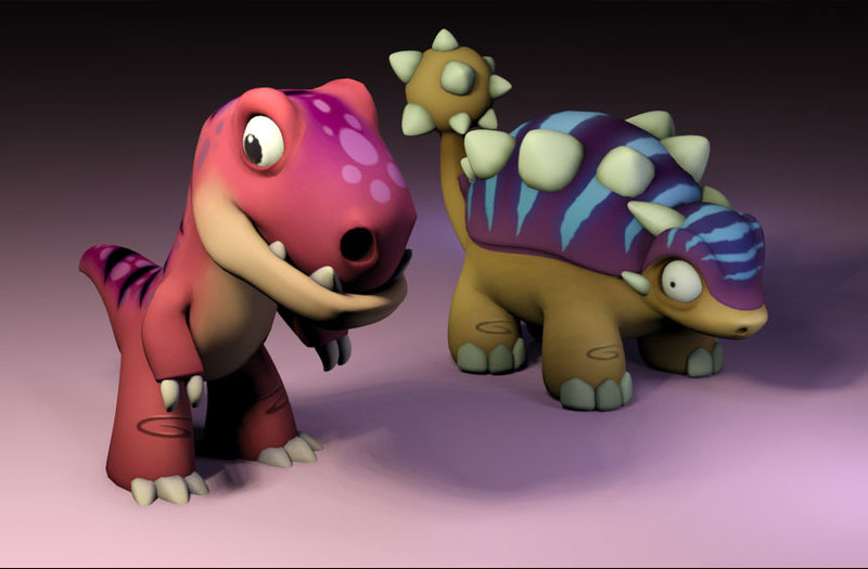 Two Dinosaurs without support