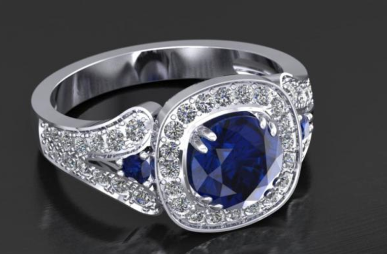 Wedding Ring Sapphir 3D Print 109432