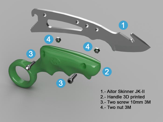  Knife handle for survival Aitor Skinner JK-II 3D Print 109523