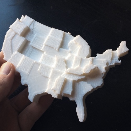 United States by Type 2 Diabetes (2015) 3D Print 110108