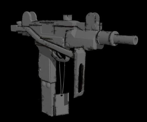 Mini-Uzi submachine gun with shoulder stock opened. (Replica) 3D Print 110349