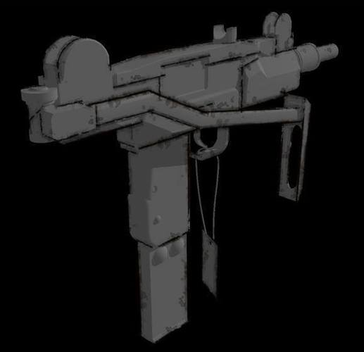 Mini-Uzi submachine gun with shoulder stock opened. (Replica) 3D Print 110350