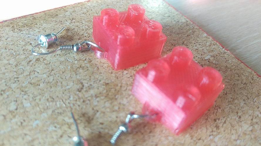 Lego Earrings Small 3D Print 112340