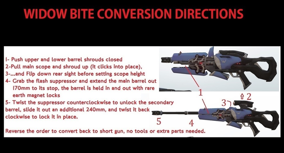 Widowmaker's Widow's Kiss Collapsible Sniper Rifle (Overwatch) 3D Print 112934