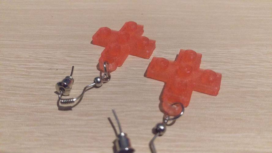 Lego Cross Earrings 3D Print 113889
