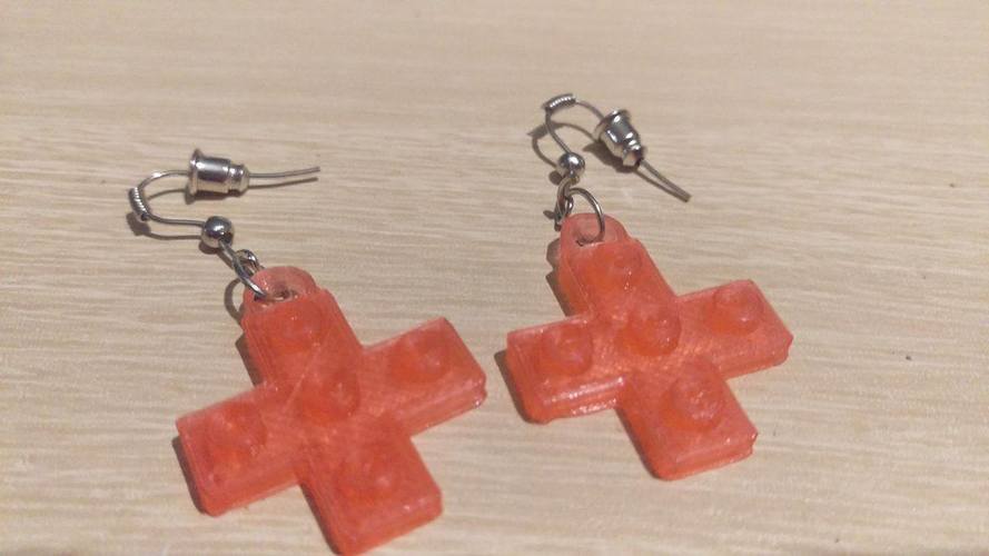 Lego Cross Earrings 3D Print 113890