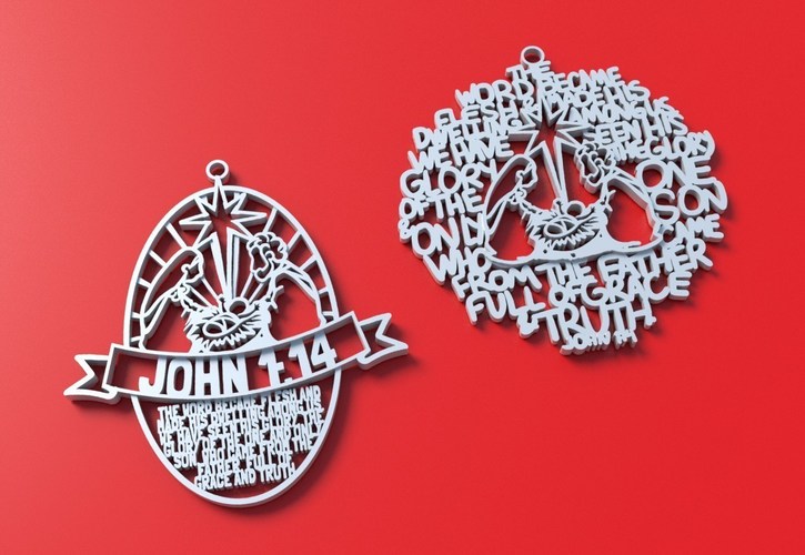 Christmas Ornament John 1:14 Oval Design 3D Print 114171