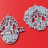 Christmas Ornament John 1:14 Oval Design - Thumbnail 2